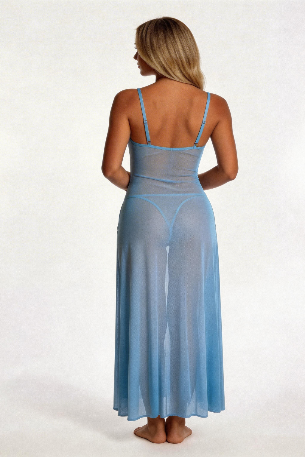 Nuisette Bleu Papillon (Avec String)